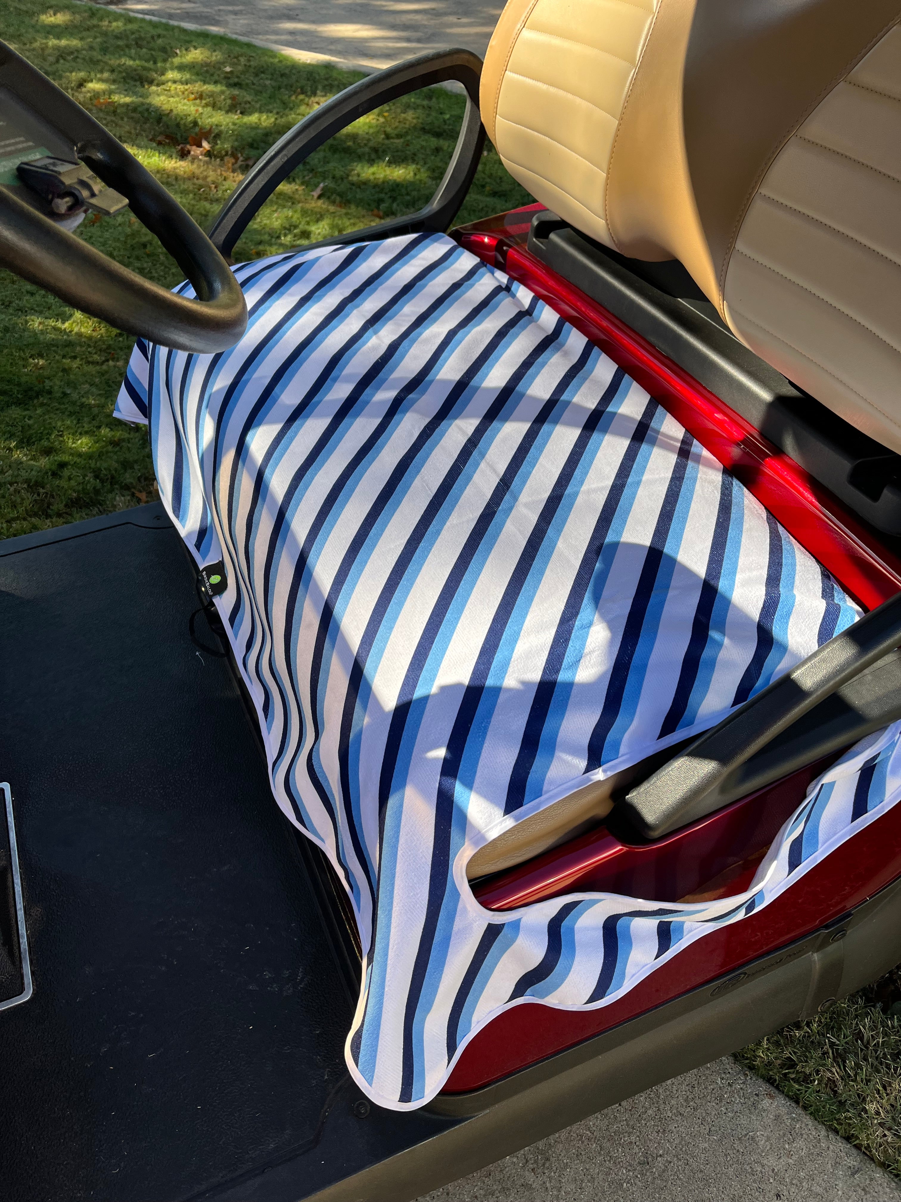 Golf Seat Cover Stripe Light Blue