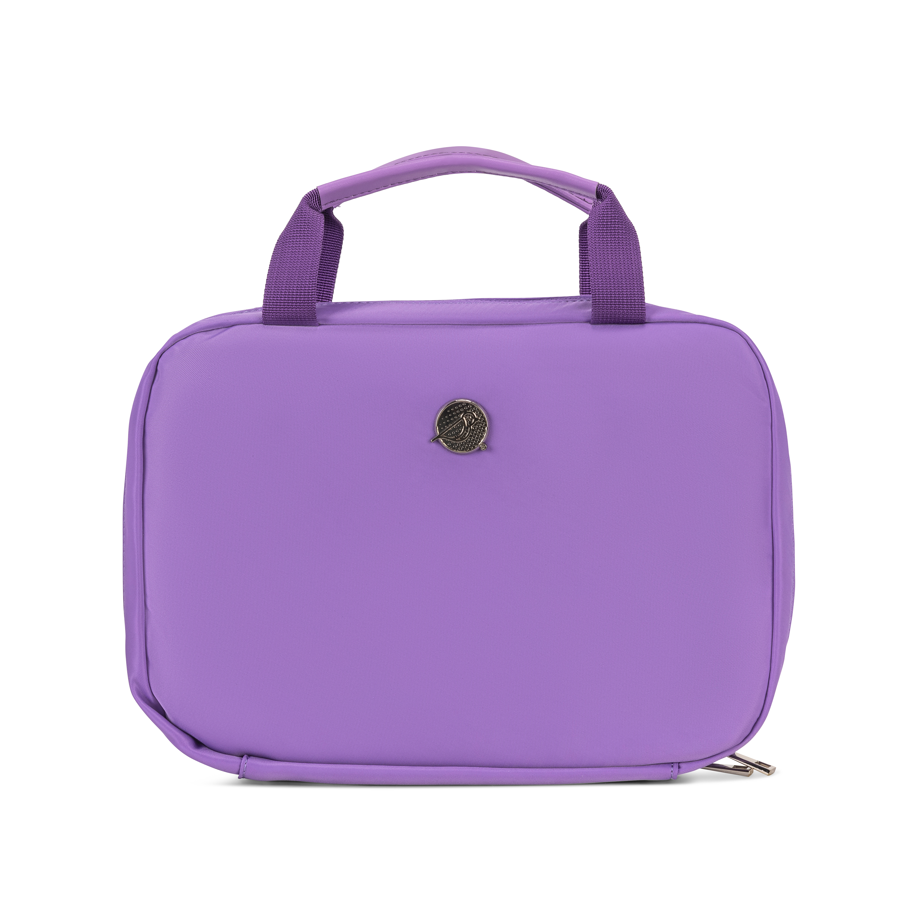 makeup hanging trifold bag lilac purple with logo