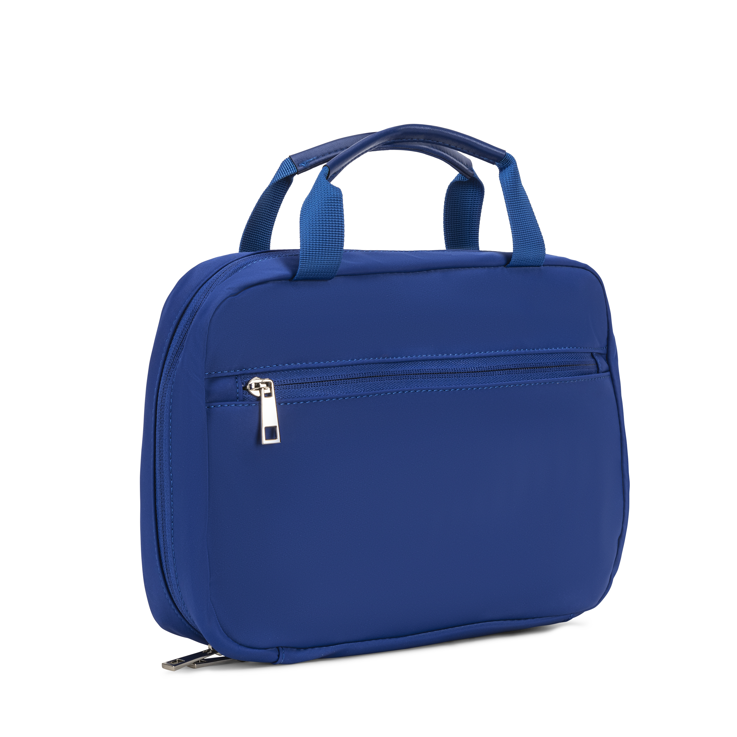 makeup hanging trifold bag royal blue with zipper