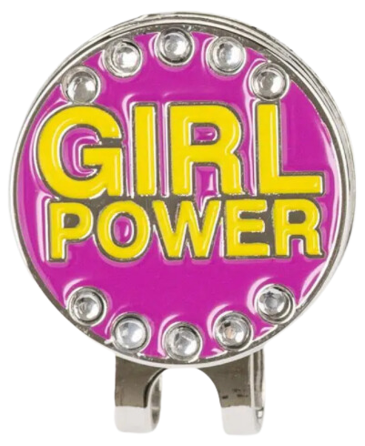 Golf Ball Marker Hat Clip "Girl Power" Pink