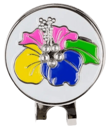 Golf Ball Marker Hat Clip Tropical Hibiscus Flower Multi Color - Birdie Balou