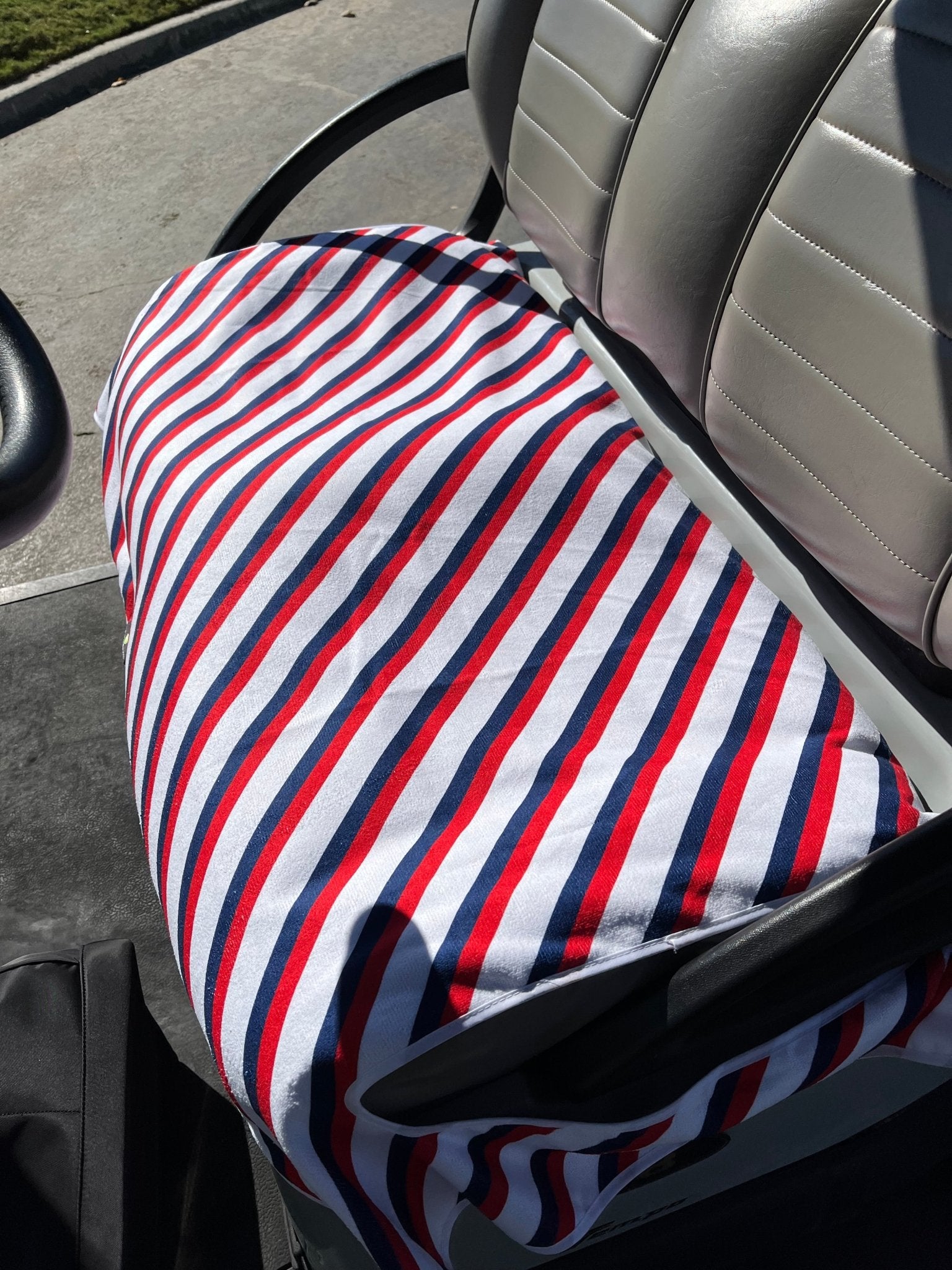 Golf Cart and Car Seat Cover Stripe Red Navy - Birdie Balou