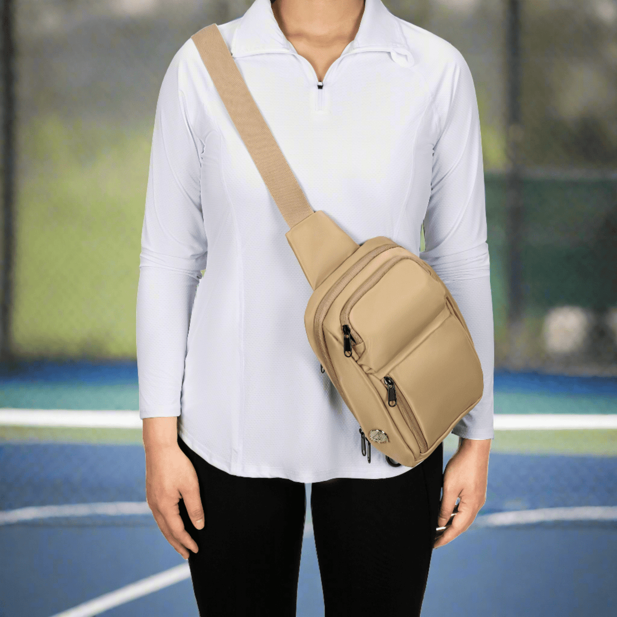 Insulated Crossbody Sling Khaki 2 PKT Front - Birdie Balou