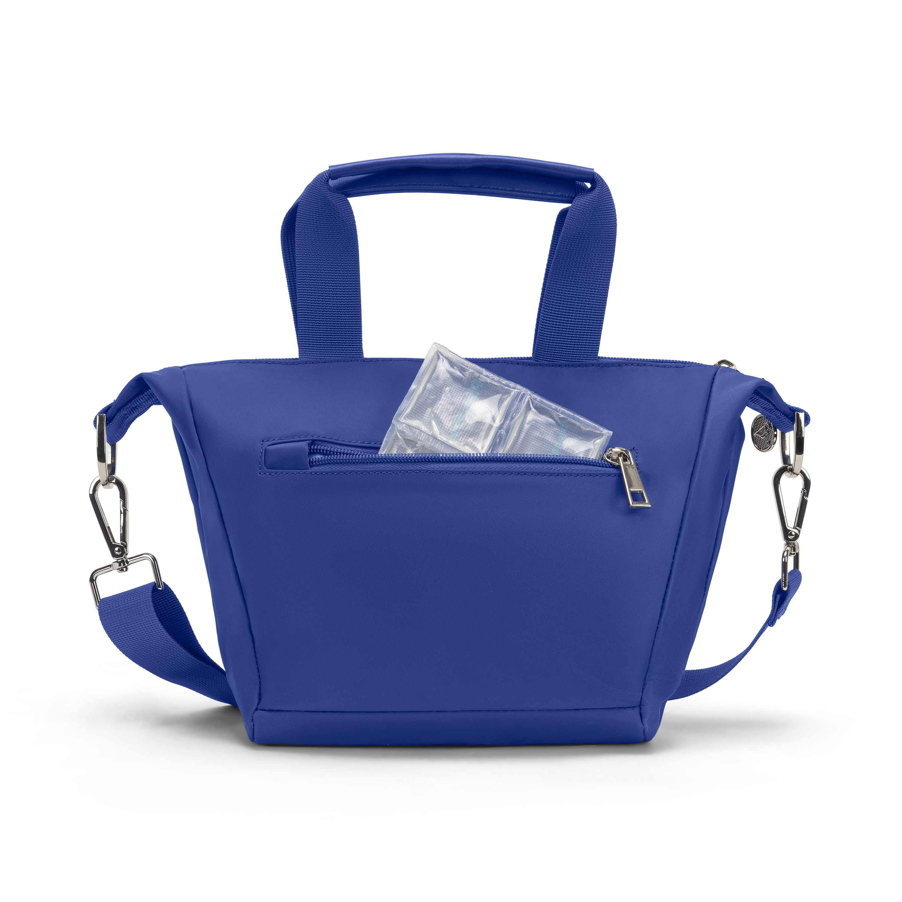 mini tote royal blue back pocket