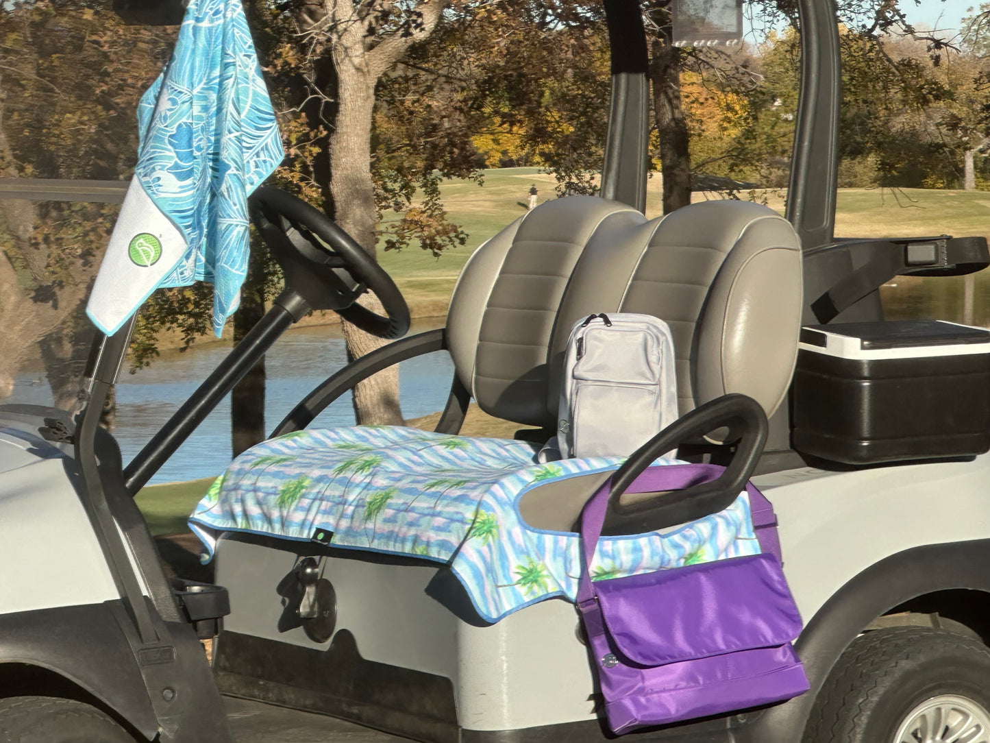 Golf Cart Saddle Bag Messenger Styling Purple Black Purple Diamond Print