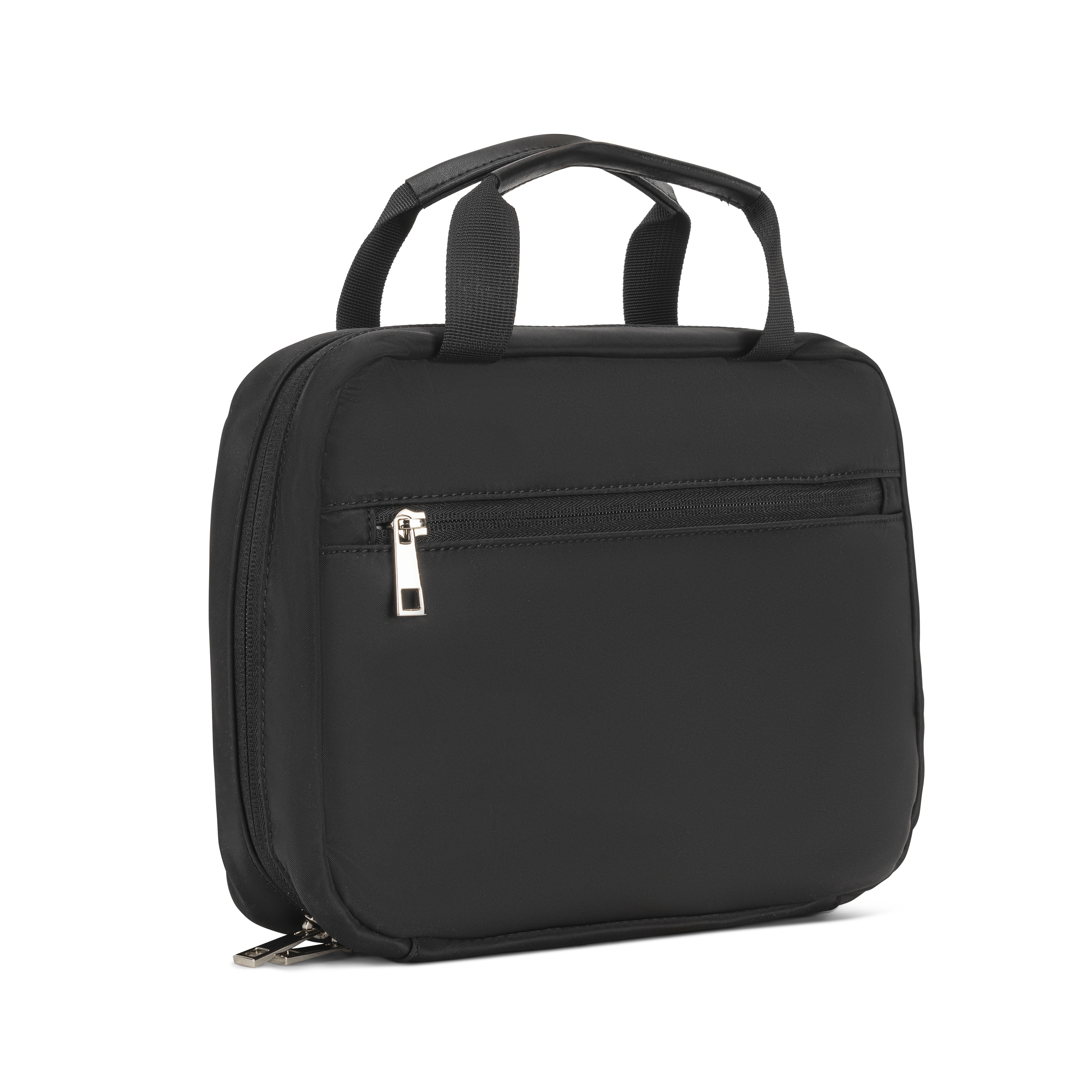 makeup hanging trifold bag black with zipper
