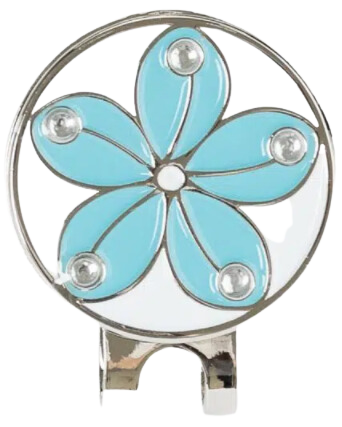 Golf Ball Marker Hat Clip Daisy Flower Turquoise Blue
