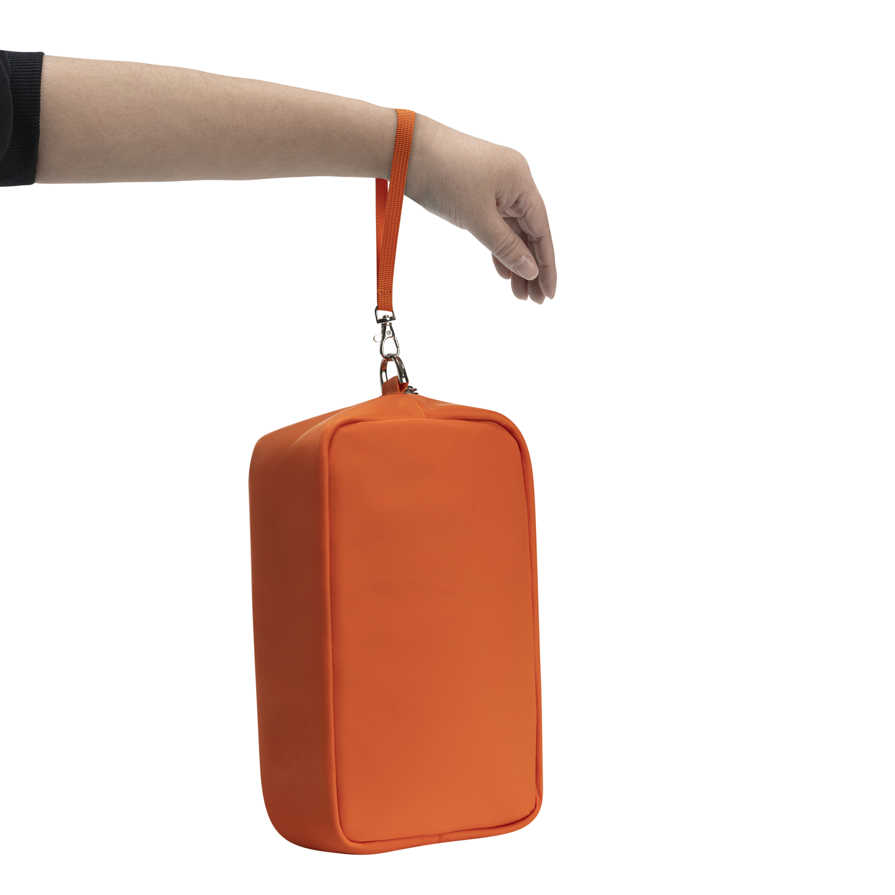 Orange wristlet pouch with a strap