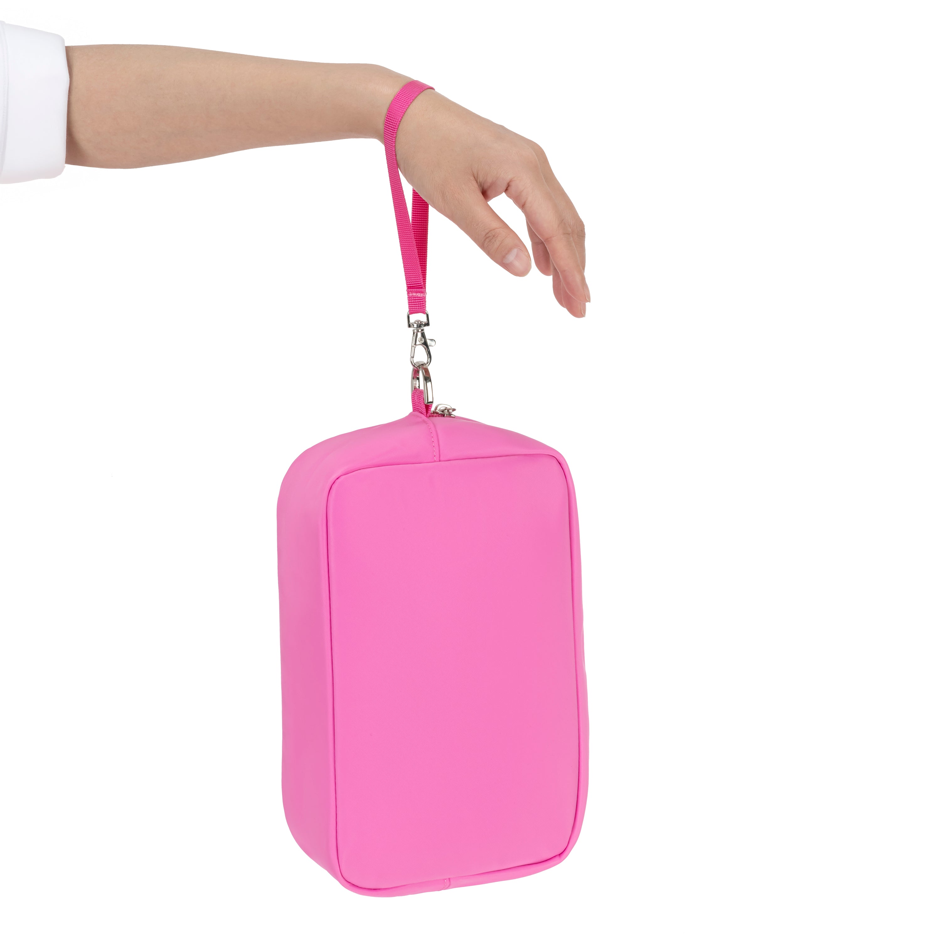 Pink wristlet pouch with a strap 
