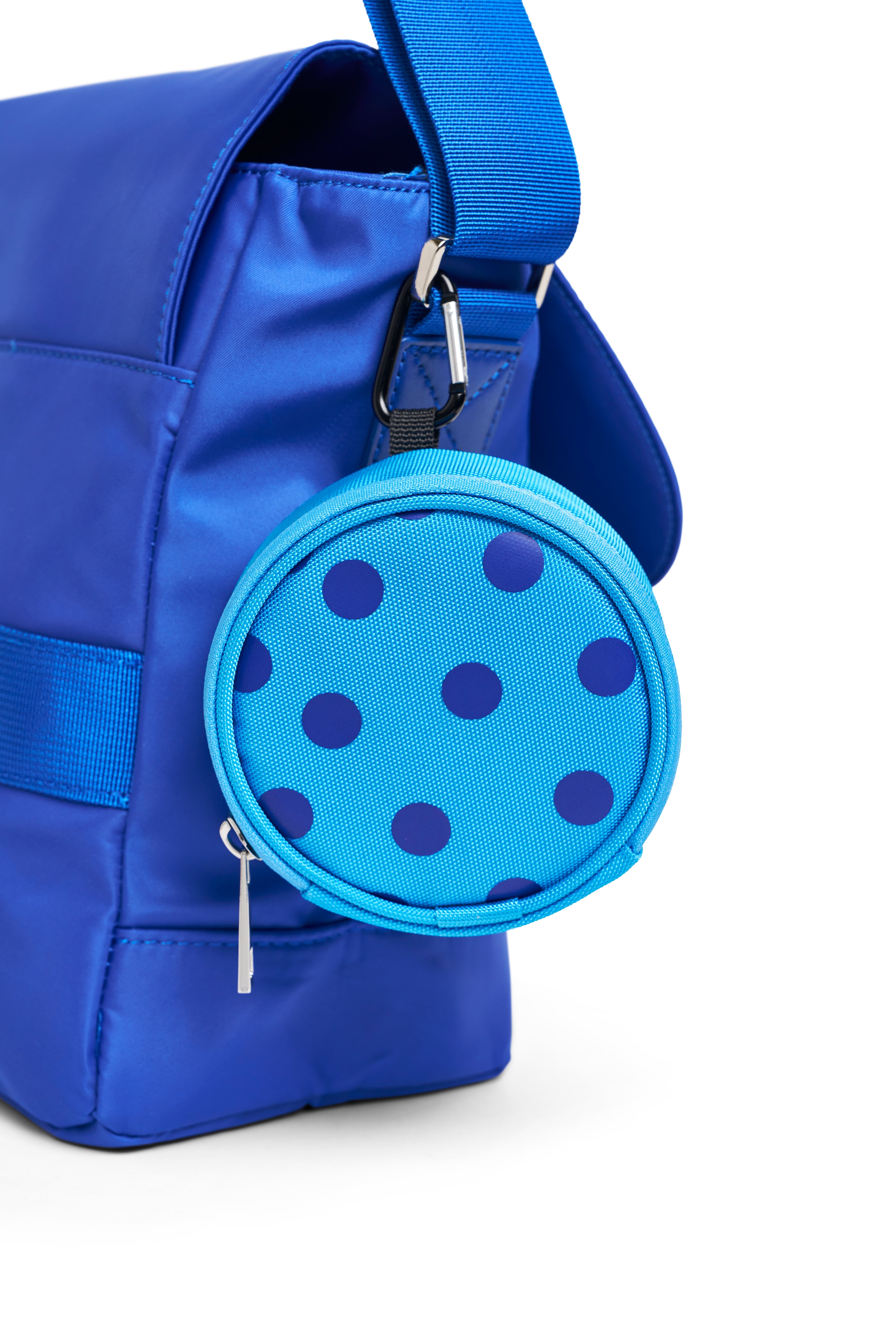 Bag Charm Round Polka Dot Blue