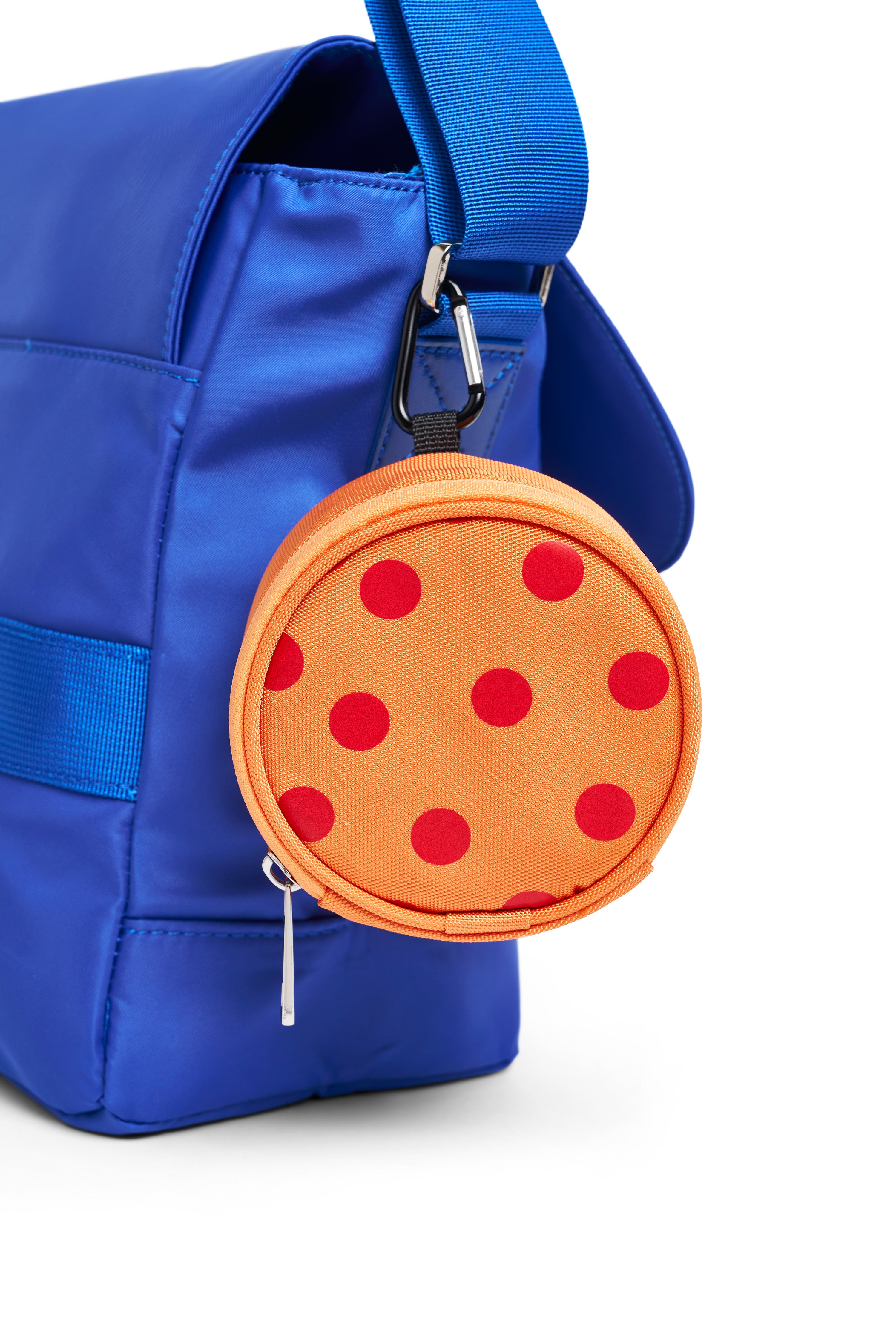Bag Charm Round Polka Dot Orange