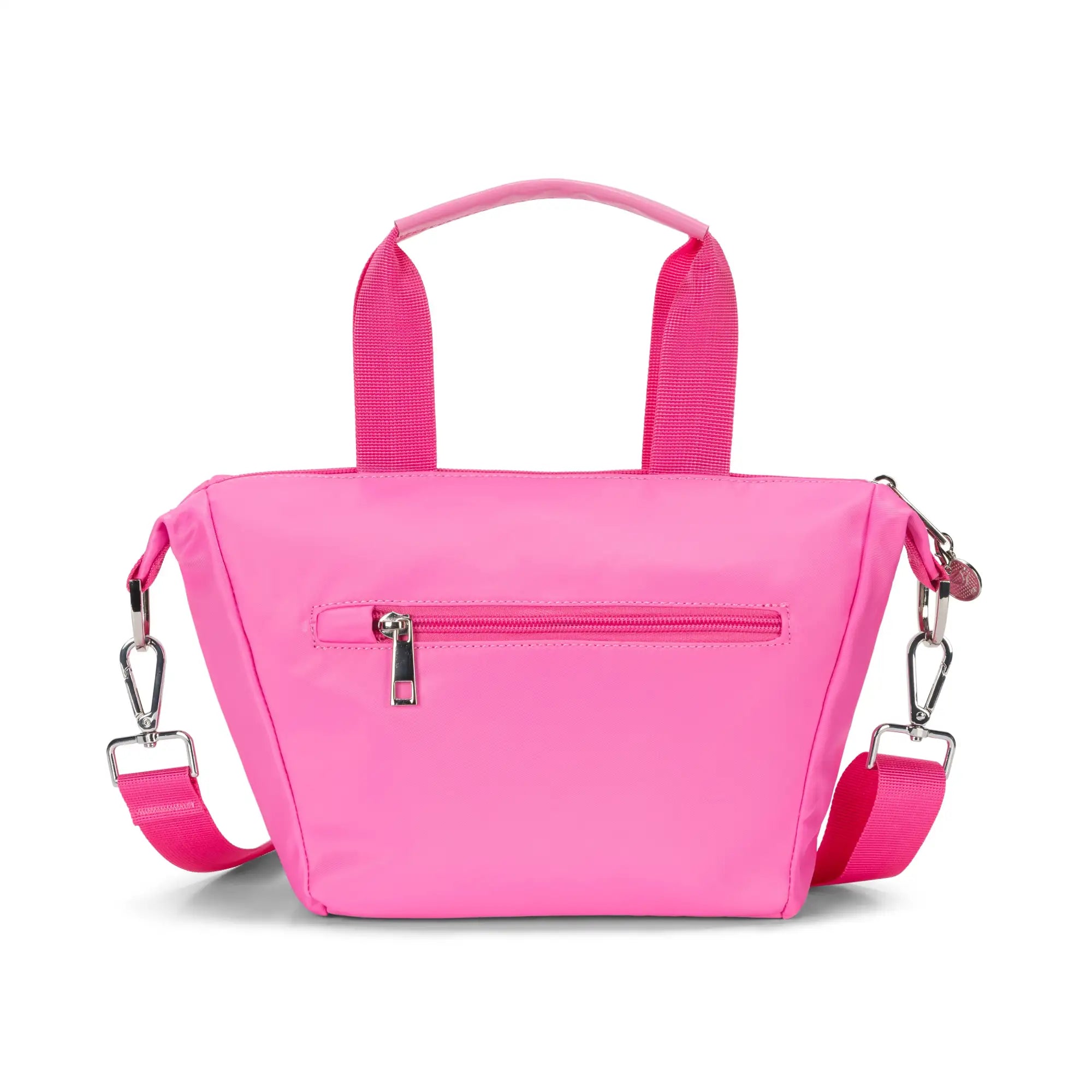 mini tote pink with zip pocket exterior 