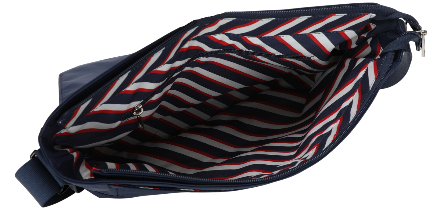 Messenger Bag Navy Red White Navy Stripe -NEW ITEM