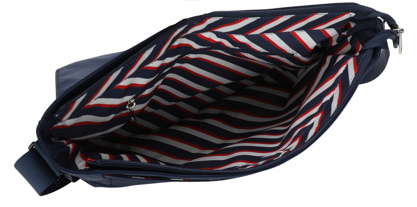 Golf Cart Saddle Bag Messenger Styling Navy Red White Navy Stripe