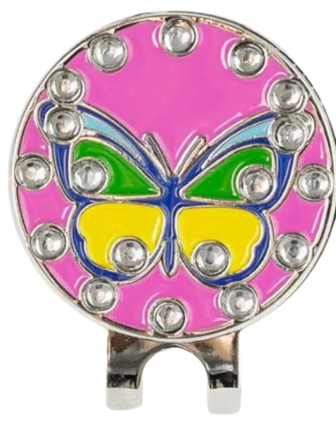Golf Ball Marker Hat Clip Butterfly Pink - Birdie Balou
