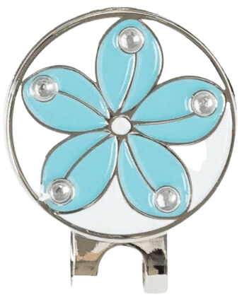 Golf Ball Marker Hat Clip Daisy Flower Turquoise Blue - Birdie Balou