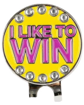 Golf Ball Marker Hat Clip "I Like To Win" Yellow - Birdie Balou