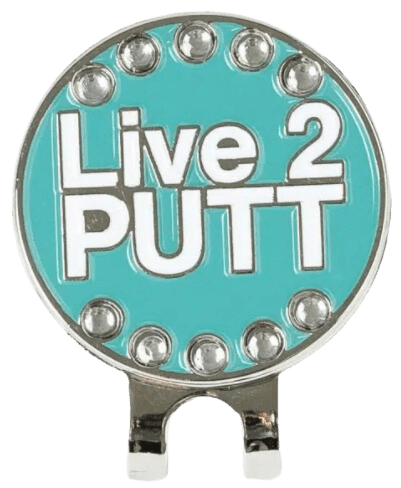 Golf Ball Marker Hat Clip "Live 2 Putt" Blue - Birdie Balou