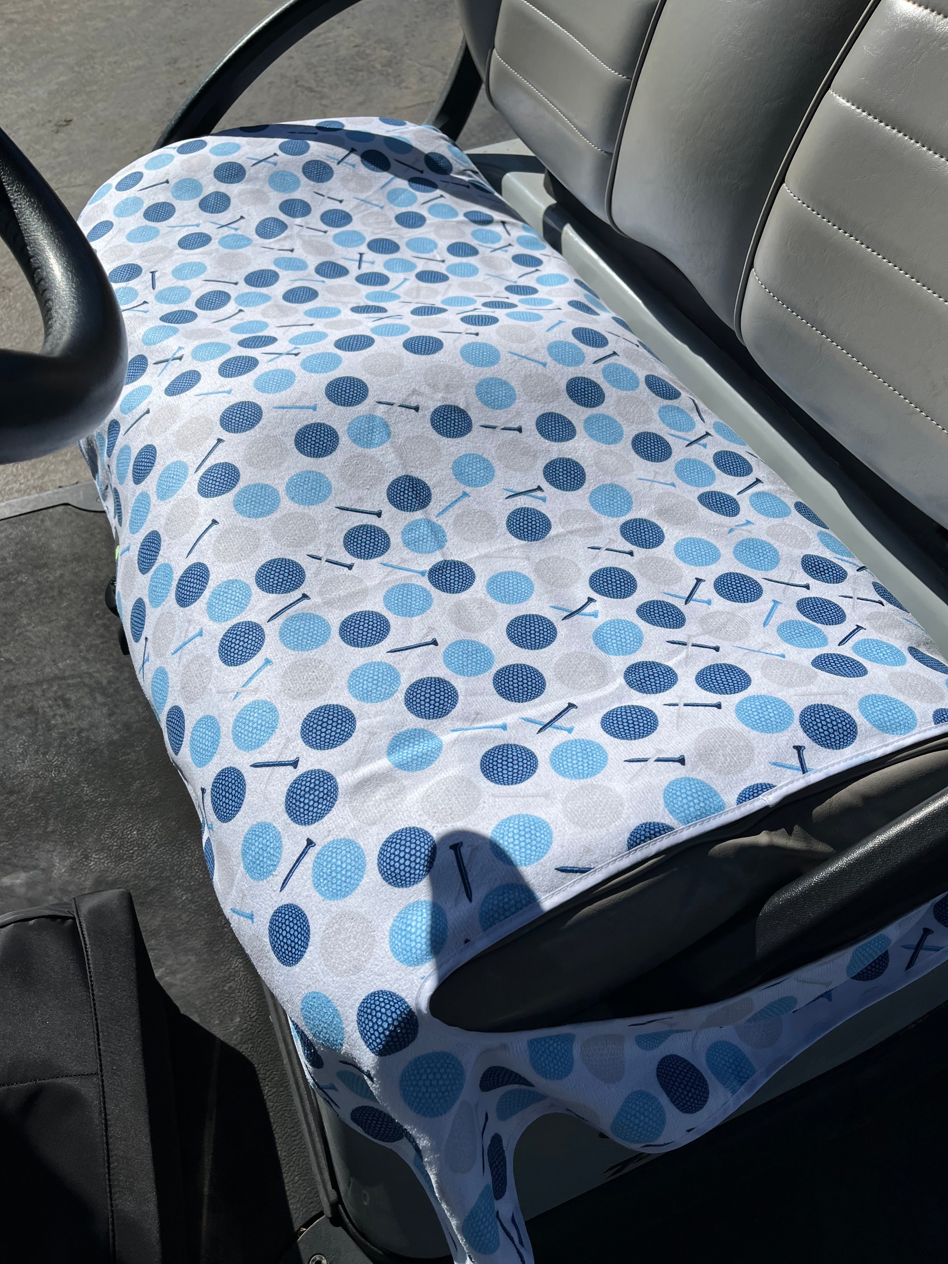 Golf Cart and Car Seat Cover Golf Ball Light Blue - Golf Cart Seat Covers