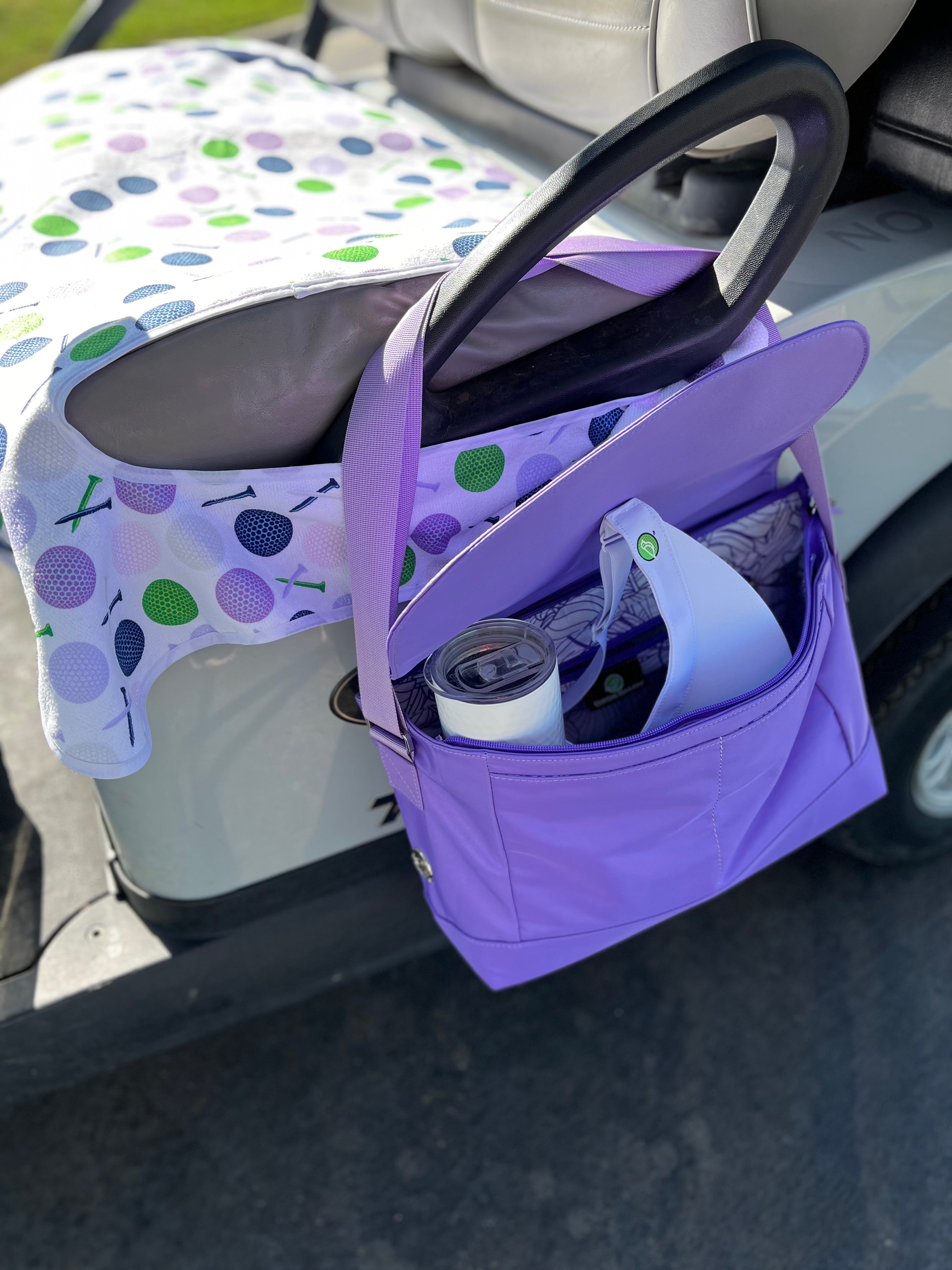 Golf Cart and Car Seat Cover Golf Ball Light Blue Lilac - Golf Cart and Car Seat Covers