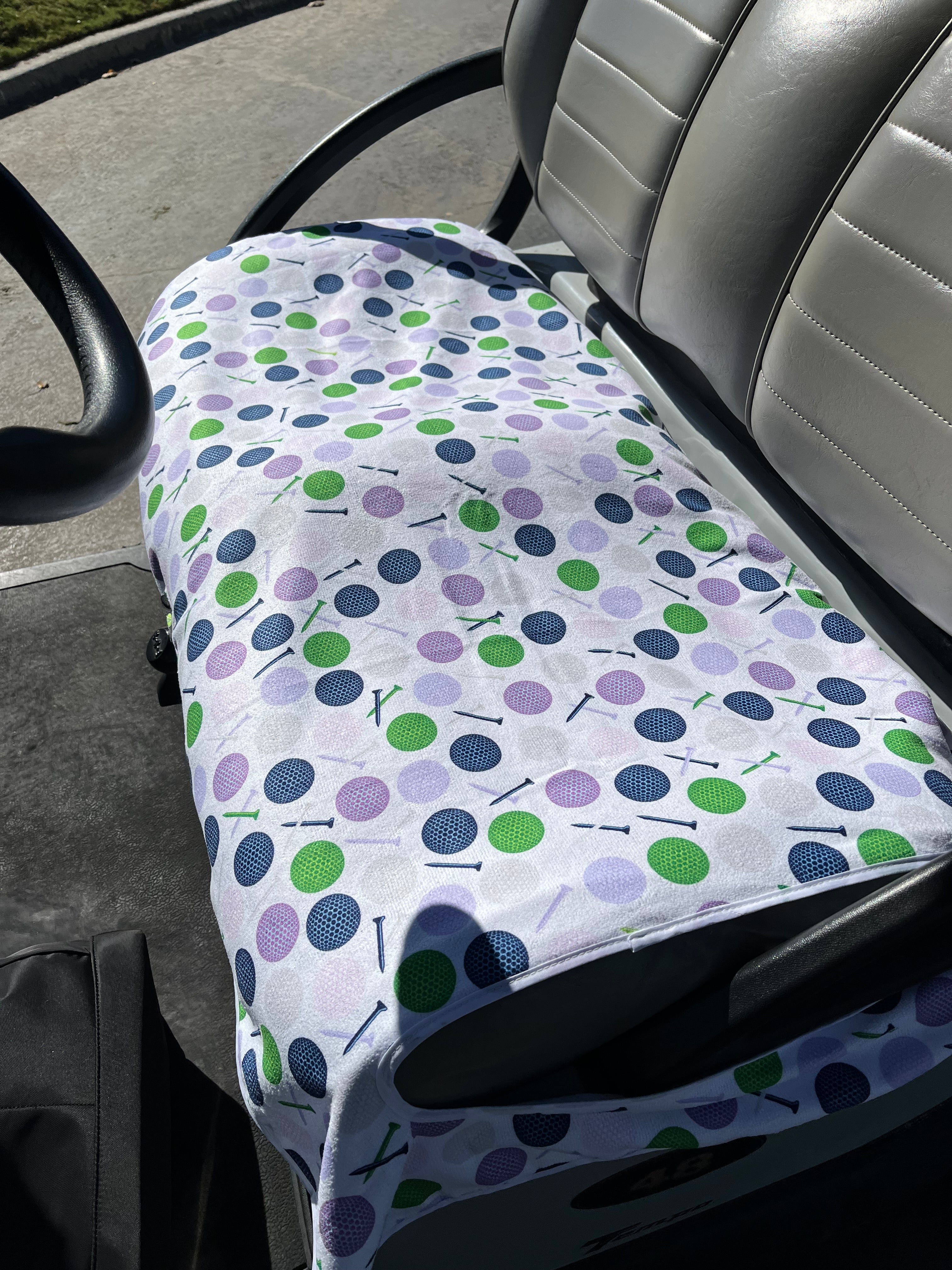 Golf Cart and Car Seat Cover Golf Ball Light Blue Lilac - Golf Cart and Car Seat Covers