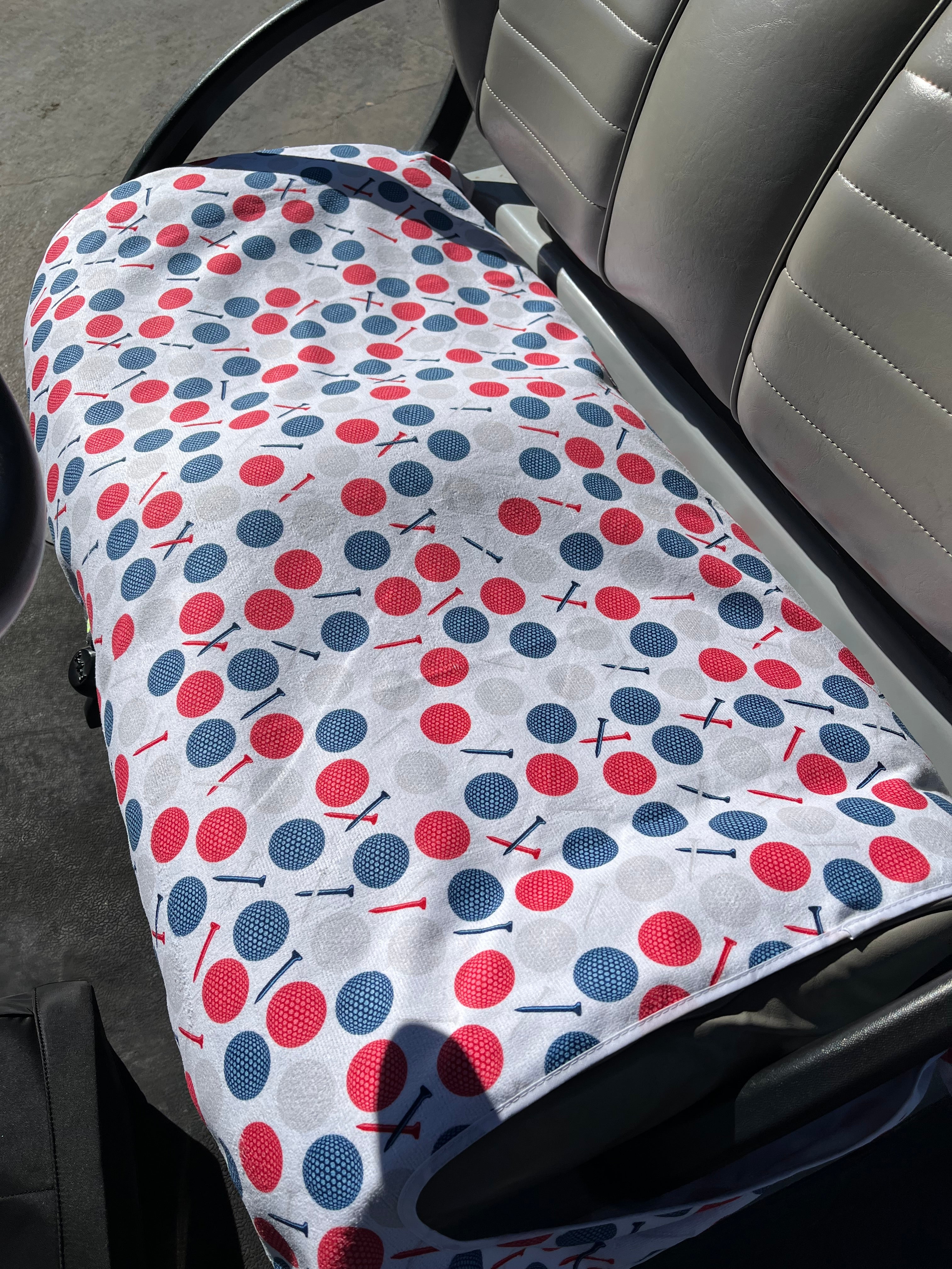 Golf Cart and Car Seat Cover Golf Ball Red Navy - Golf Cart and Car Seat Covers