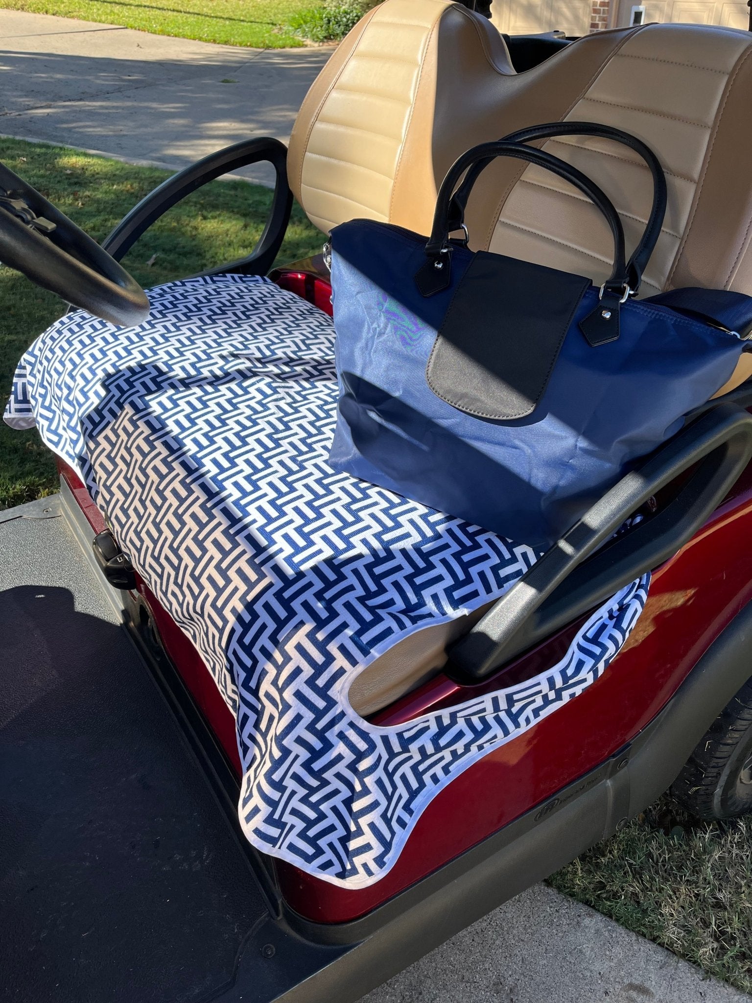 Golf Cart and Car Seat Cover Geometric Navy - Birdie Balou