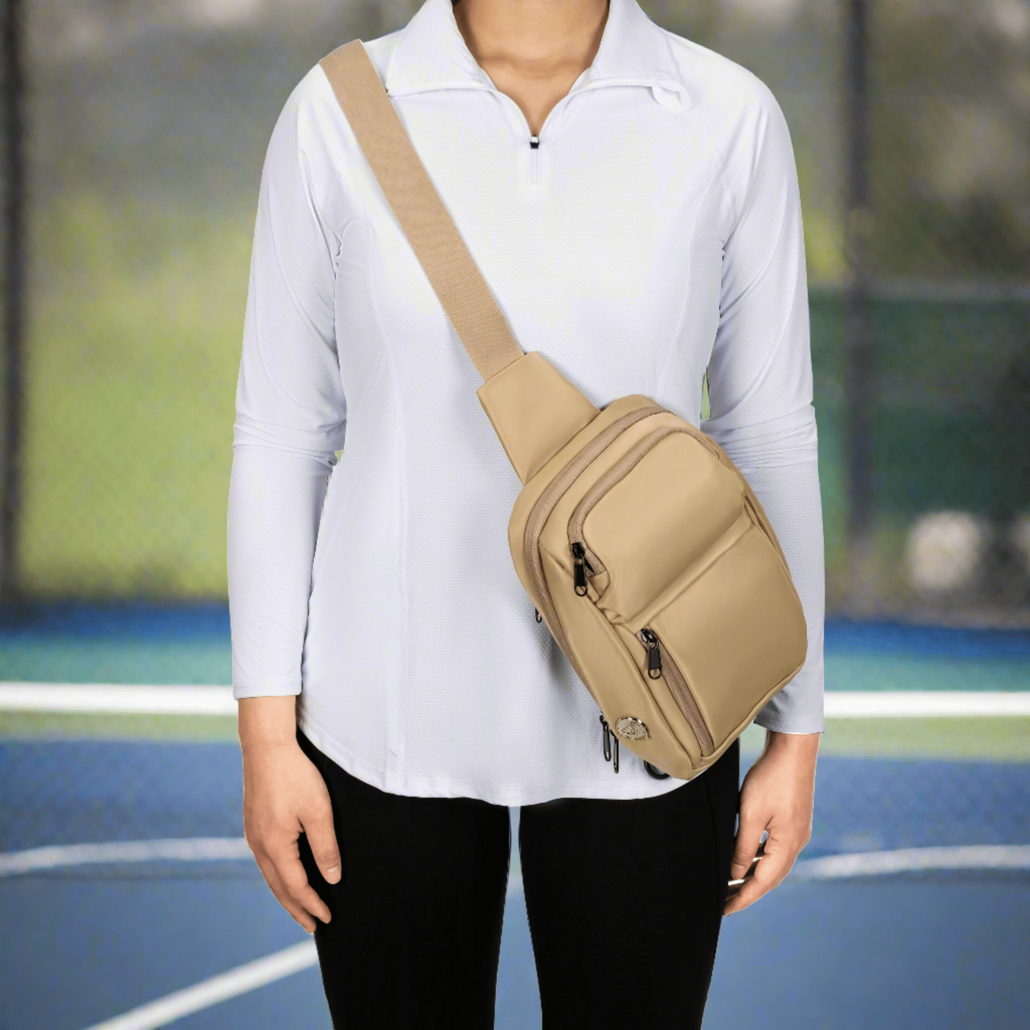 Insulated Crossbody Sling Khaki 2 PKT Front - Birdie Balou