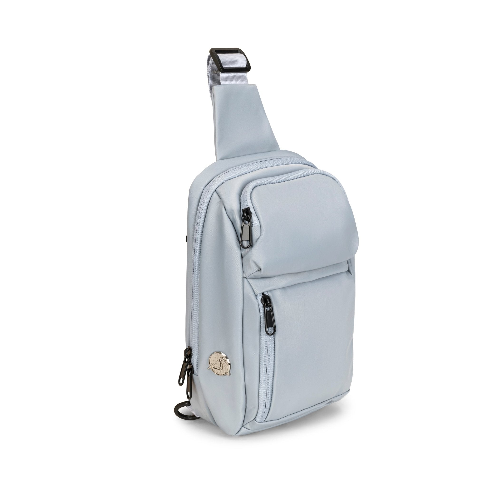 Insulated Crossbody Sling Pewter 2 PKT Front - Birdie Balou
