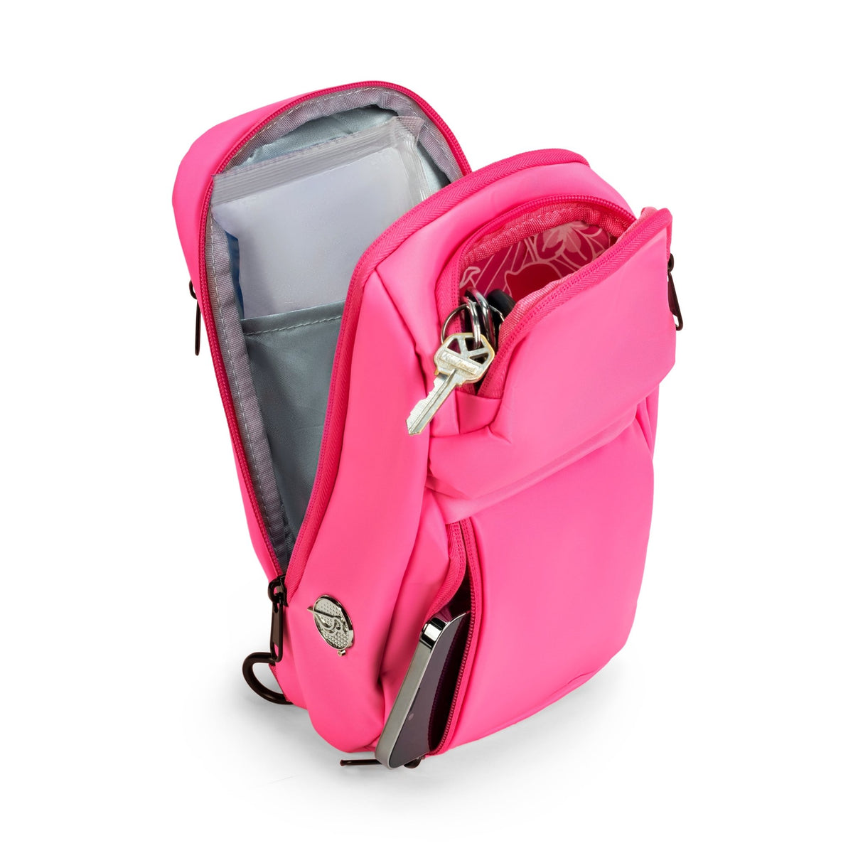 Insulated Crossbody Sling Pink 2 PKT Front - Birdie Balou