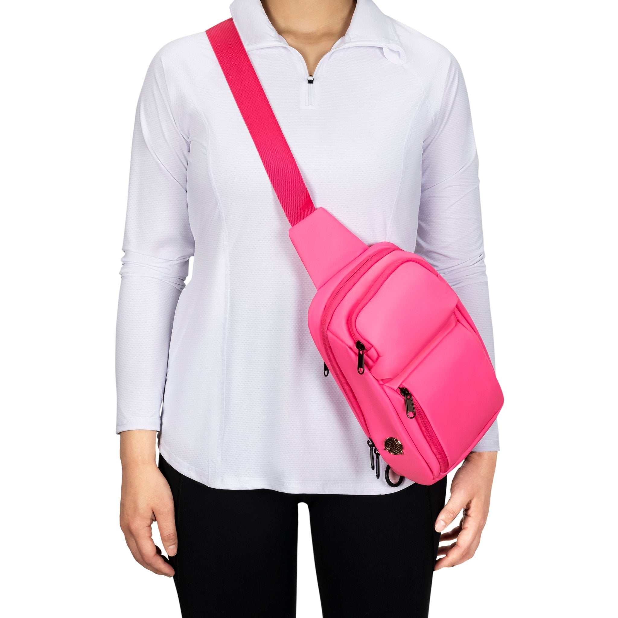 Insulated Crossbody Sling Pink 2 PKT Front - Birdie Balou