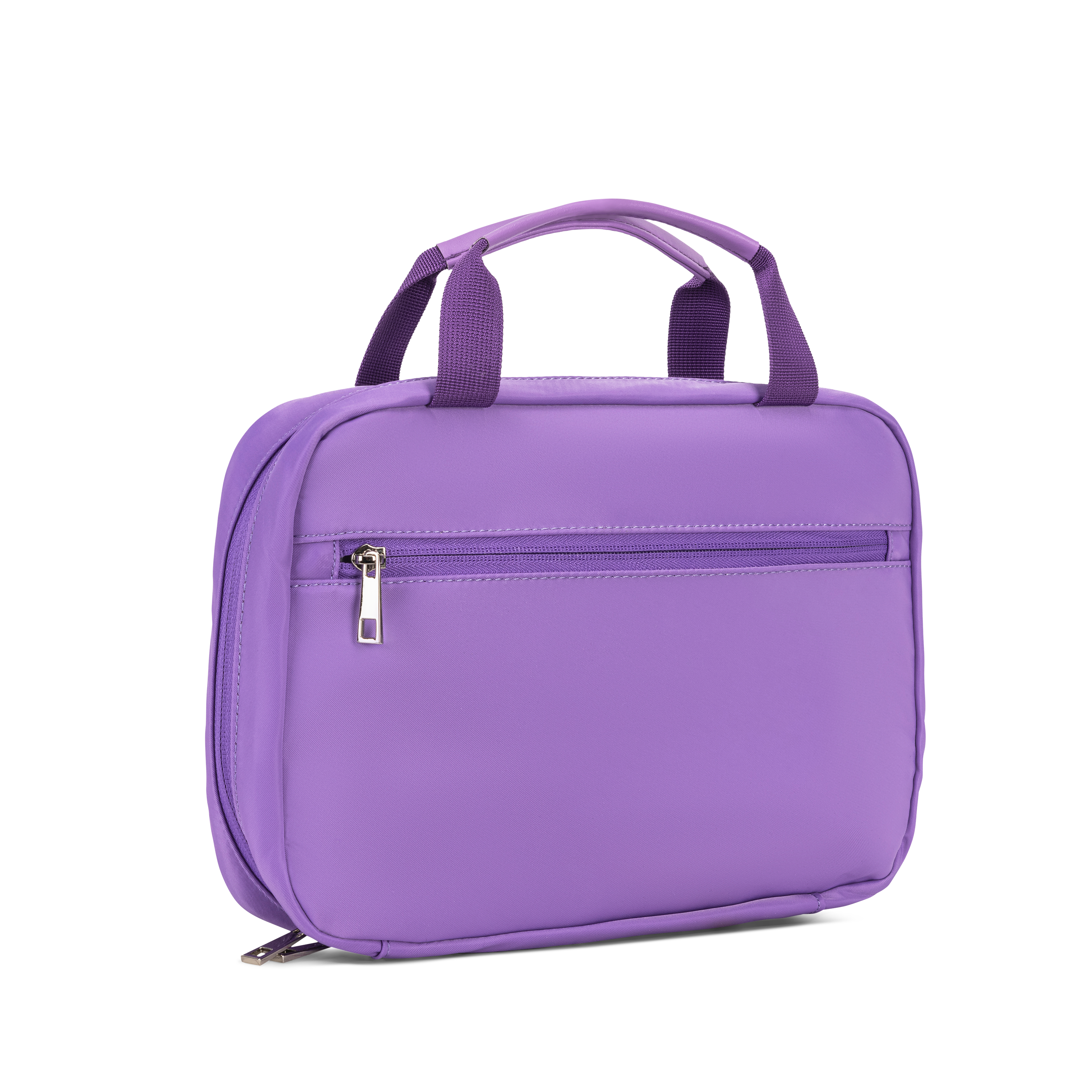 makeup hanging trifold bag lilac purple with zipper 