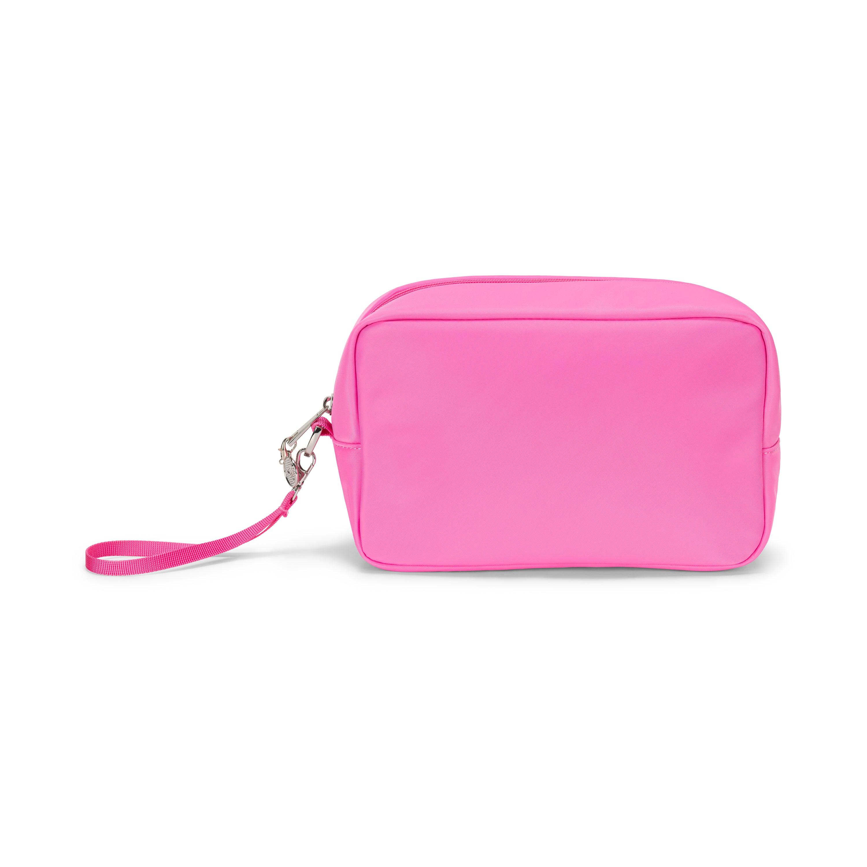wristlet pouch pink with zipper front view 