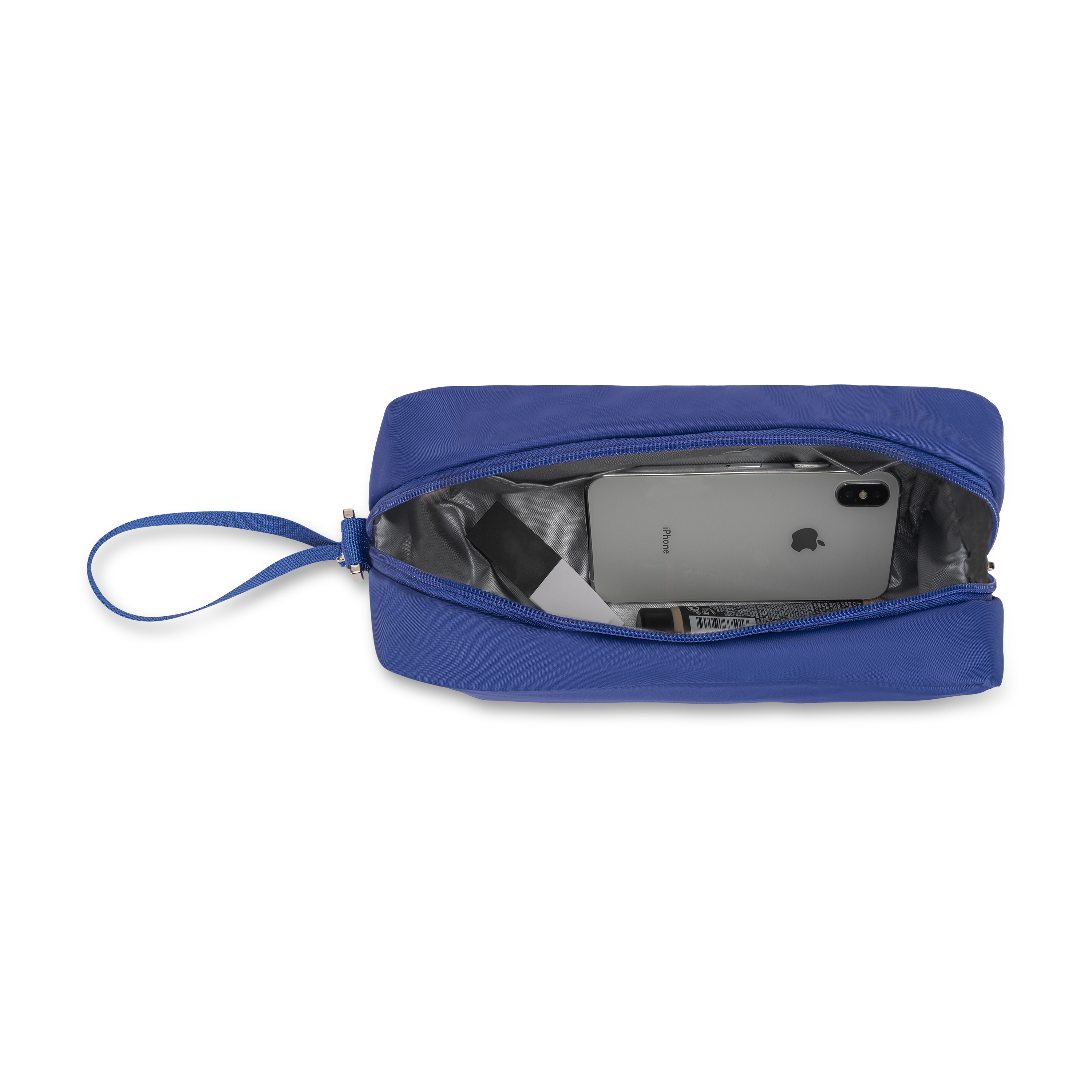 wristlet pouch royal blue insulated nterior 