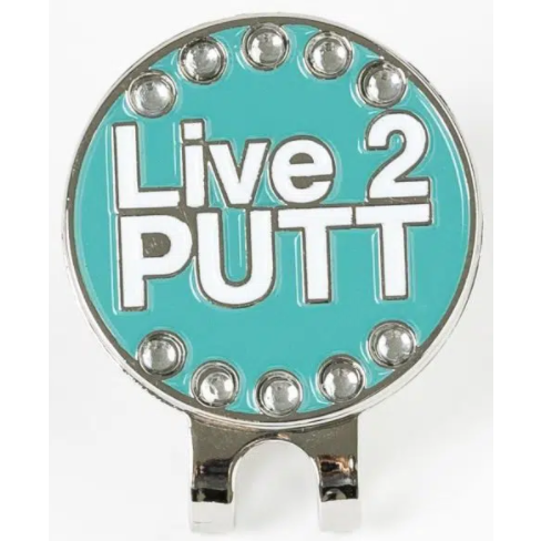 Golf Marker Hat Clip "Live 2 Putt" Blue