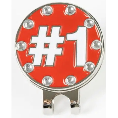 Golf Ball Marker Hat Clip Marker "#1" Red