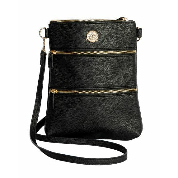 Crossbody Bag 3 Zip Pebble Black - Birdie Balou