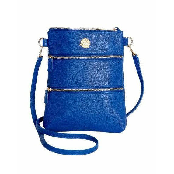 Crossbody Bag 3 Zip Pebble Royal Blue - Birdie Balou